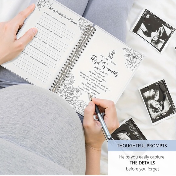 Pregnancy Journal with Gold Accents Maternity Memory Book - 82 Pages Hardcover - Picture 7 of 10